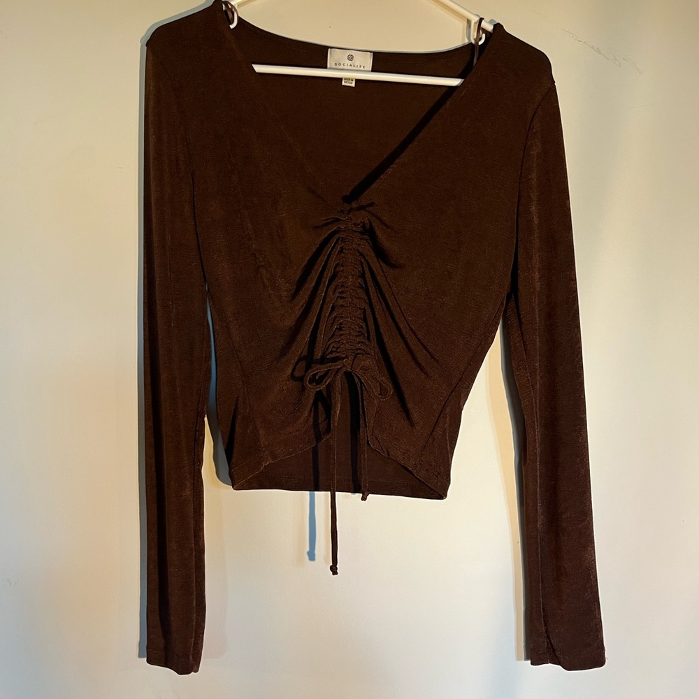 Copper shimmer shirt with Cinched front